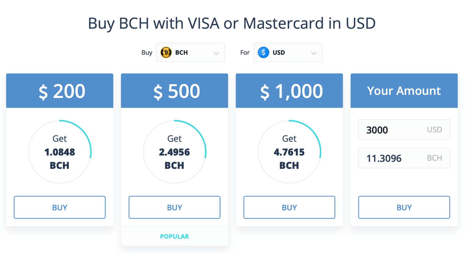 buy Bch with Visa