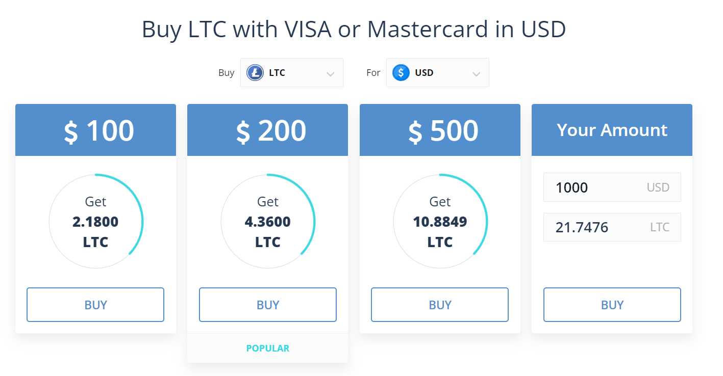 buy LTC with VISA